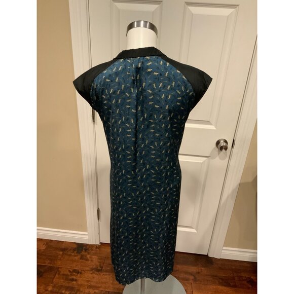 Cotelac Blue Lizard Print Short Sleeve Collared Dress Size 0 - Picture 6 of 7